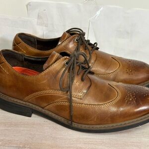 Rockport Brown Leather Oxford Shoes with Brogue Detailing